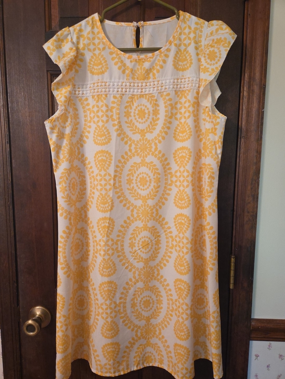 Yellow Floral-Print Cap Sleeve Dress